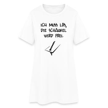Ich muss los, die Schaukel wird frei Shirt - Frauen T-Shirt-Kleid - Weiß - Vorne