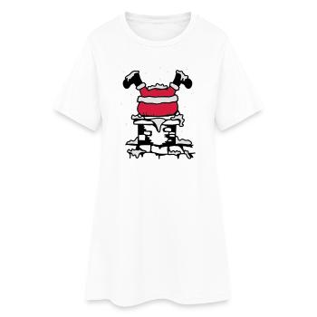 Le Père Noël coincé dans la cheminée - Robe T-shirt Femme - blanc - Devant