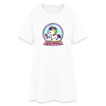 Noël Licorne - Robe T-shirt Femme - blanc - Devant
