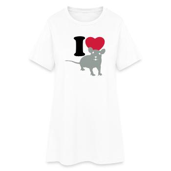 I love rats - Ich liebe Ratten - Frauen T-Shirt-Kleid - Weiß - Vorne
