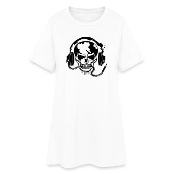 Totenschädel mit Kopfhörer und Kopfhörer Kabel - Frauen T-Shirt-Kleid - Weiß - Vorne