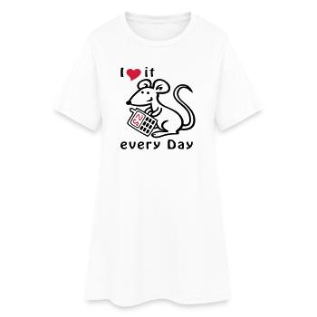 Téléphone portable, Souris, Chat - Robe T-shirt Femme - blanc - Devant