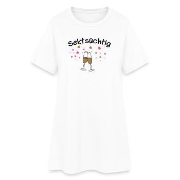 Sektsüchtig - Frauen T-Shirt-Kleid - Weiß - Vorne