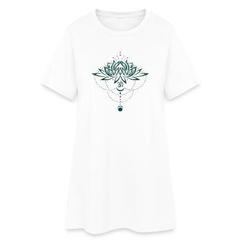 Lotus lotus fleur om symbole lune yoga - Robe T-shirt Femme - blanc - Devant