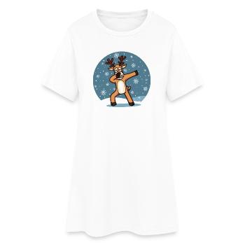 Sweet Dab Dabbing Reindeer Dancing Christmas Xmas - Women’s T-Shirt Dress - white - Front