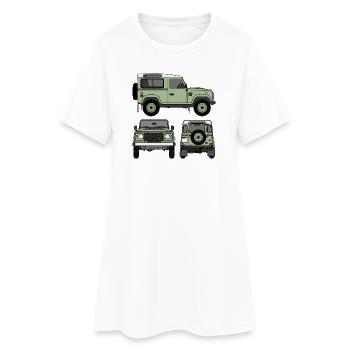 Defender 90 - Seiten - Frauen T-Shirt-Kleid - Weiß - Vorne