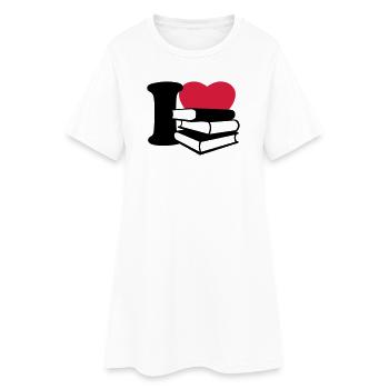 I love books - J'aime les livres - Robe T-shirt Femme - blanc - Devant