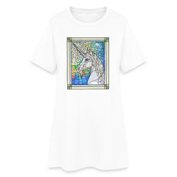 Licorne dans le verre - Robe T-shirt Femme - blanc - Devant