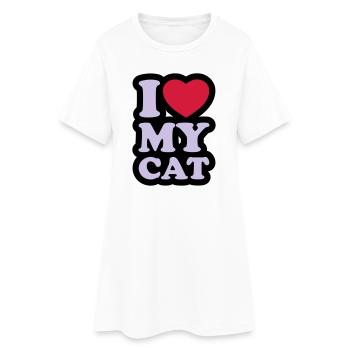 I love my cat - J'aime mon chat - Robe T-shirt Femme - blanc - Devant