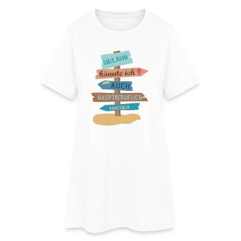 Urlaub - Frauen T-Shirt-Kleid - Weiß - Vorne