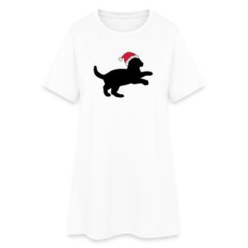 Chaton dans un chapeau de Noël. - Robe T-shirt Femme - blanc - Devant