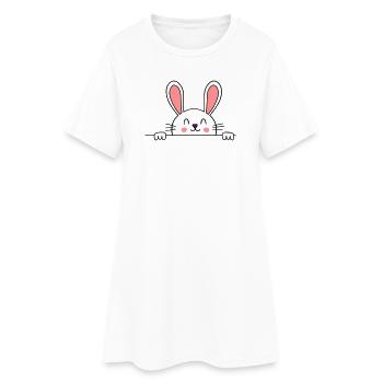 Lapin heureux - Robe T-shirt Femme - blanc - Devant
