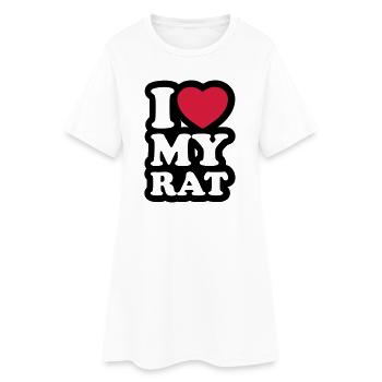 I love my rat - Ich liebe meine Ratte - Frauen T-Shirt-Kleid - Weiß - Vorne
