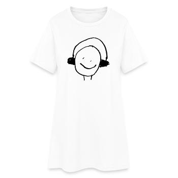 Casque ou cache-oreilles dessin enfant DJ - Robe T-shirt Femme - blanc - Devant