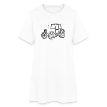 Tracteur, noir - Robe T-shirt Femme - blanc - Devant