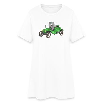 Voiture de bande dessinée drôle drôle - Robe T-shirt Femme - blanc - Devant