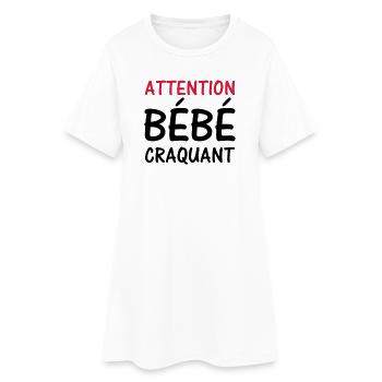 Attention BEBE craquant ! - Robe T-shirt Femme - blanc - Devant