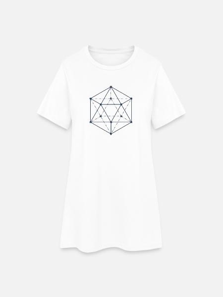 Blue Abstract Geometric Design - Women’s T-Shirt Dress - white