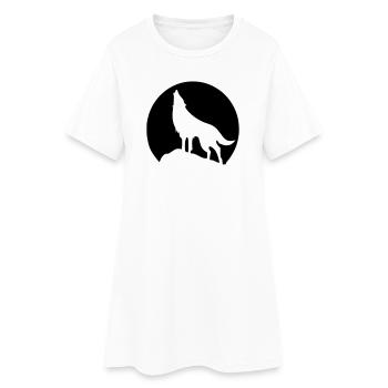 Wolf - Mond - Frauen T-Shirt-Kleid - Weiß - Vorne
