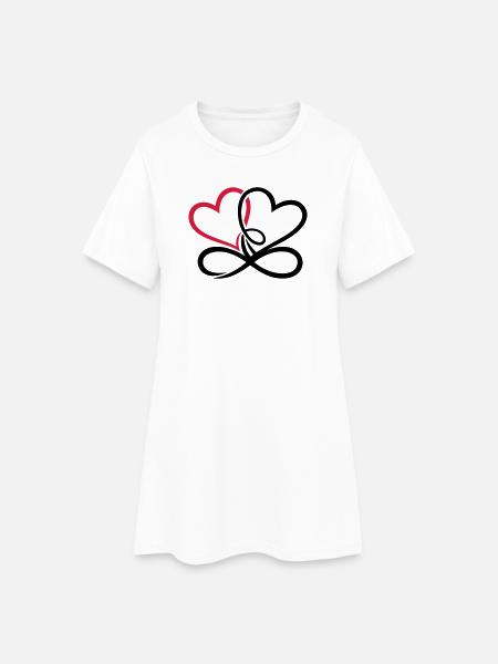Deux coeurs infini amour infini amour - Robe T-shirt Femme - blanc