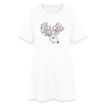 Chevreuil cerf fleur fleur floral printemps - Robe T-shirt Femme - blanc - Devant