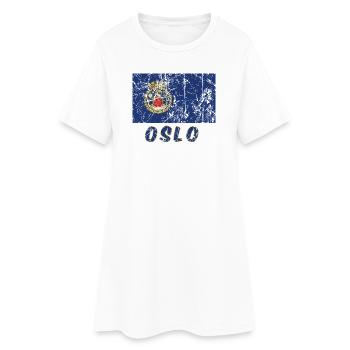 Effet vintage de drapeau Oslo Norvège - Robe T-shirt Femme - blanc - Devant