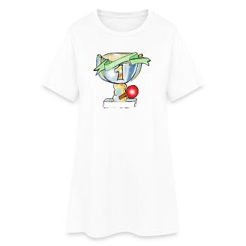 Siegerpokal mit grünem Band und Schläger - Frauen T-Shirt-Kleid - Weiß - Vorne