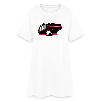 porte-conteneurs - Robe T-shirt Femme - blanc - Devant