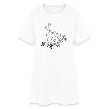 Escargot avec boussole, jumelles, randonnée - Robe T-shirt Femme - blanc - Devant