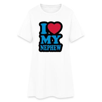 I love my nephew - Ich liebe meinen Neffen - Frauen T-Shirt-Kleid - Weiß - Vorne