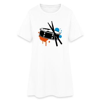 Un tambour et des bâtons comme un graffiti - Robe T-shirt Femme - blanc - Devant
