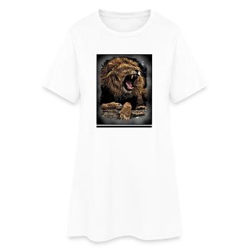 Löwe - Frauen T-Shirt-Kleid - Weiß - Vorne