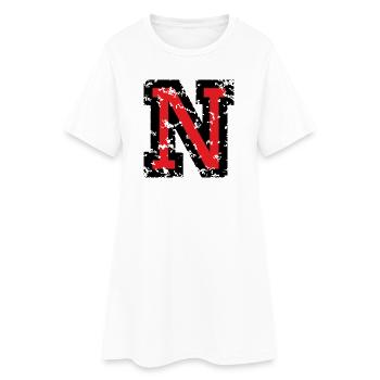 Letter N (Distressed) two-color Black/Red - Women’s T-Shirt Dress - white - Front