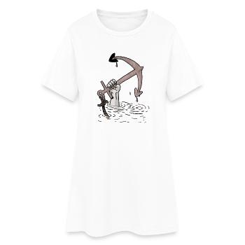 Anker - Frauen T-Shirt-Kleid - Weiß - Vorne