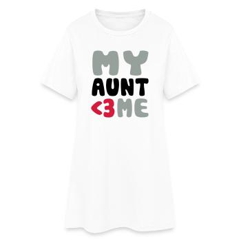 My aunt loves me - Meine Tante liebt mich - Frauen T-Shirt-Kleid - Weiß - Vorne