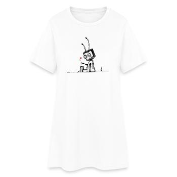 Un robot avec une fleur - Robe T-shirt Femme - blanc - Devant