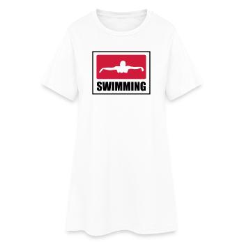 Swimming - Frauen T-Shirt-Kleid - Weiß - Vorne