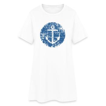 Anchor Sail Sign Vintage Blue Sailing - Women’s T-Shirt Dress - white - Front