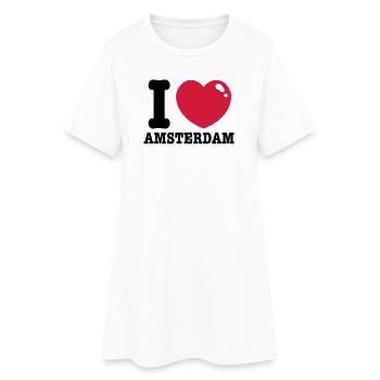 amsterdam - Frauen T-Shirt-Kleid - Weiß - Vorne