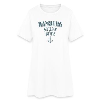 Hamburg Koordinaten Längengrad Breitengrad - Frauen T-Shirt-Kleid - Weiß - Vorne