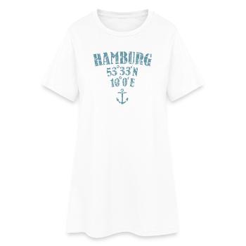 Hamburg Koordinaten - Frauen T-Shirt-Kleid - Weiß - Vorne