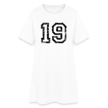 Zahl 19 (Vintage Weiß) 19. Geburtstag Nr. 19 - Frauen T-Shirt-Kleid - Weiß - Vorne