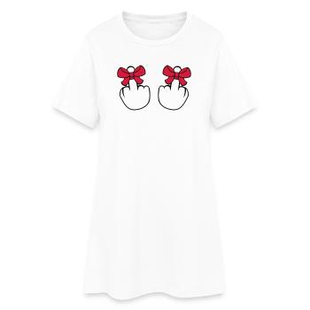 2 mains branleur branlant montrer insultant fi - Robe T-shirt Femme - blanc - Devant