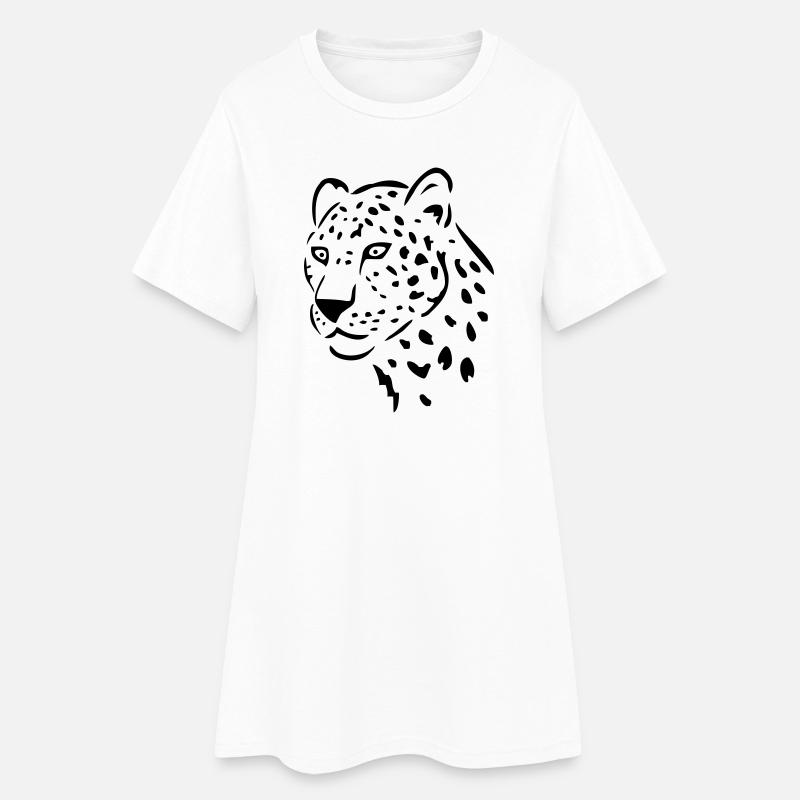 léopard - Robe T-shirt Femme - blanc