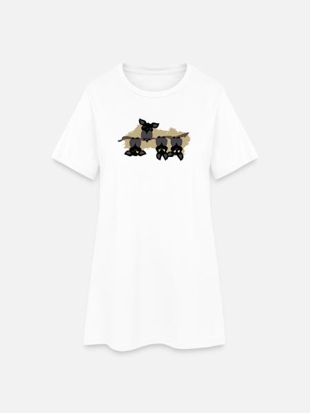 Fledermaus andersrum - Frauen T-Shirt-Kleid - Weiß