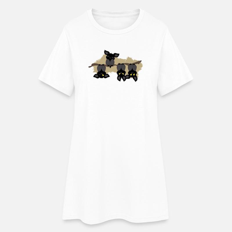 Fledermaus andersrum - Frauen T-Shirt-Kleid - Weiß