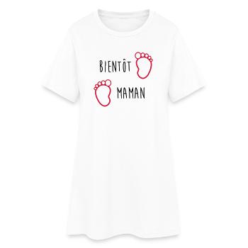 Bientôt Maman / Bébé / Naissance / Enceinte / Baby - Robe T-shirt Femme - blanc - Devant