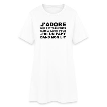 Papy dans mon lit - Robe T-shirt Femme - blanc - Devant
