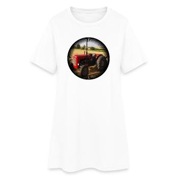Champ de tracteurs vintage rouges - Robe T-shirt Femme - blanc - Devant