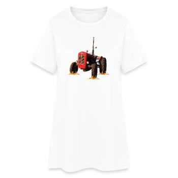 Tracteur rouge dans le champ - Robe T-shirt Femme - blanc - Devant
